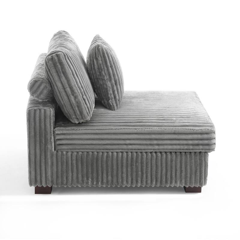35.7" W Plush Corduroy Upholstered Armless Modular Sofa Chair