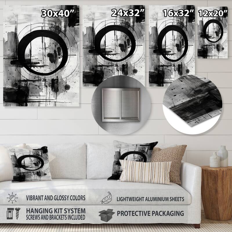 Designart "Minimalism Graffiti Artwork I" Abstract Liquid Ink Metal Wall Art