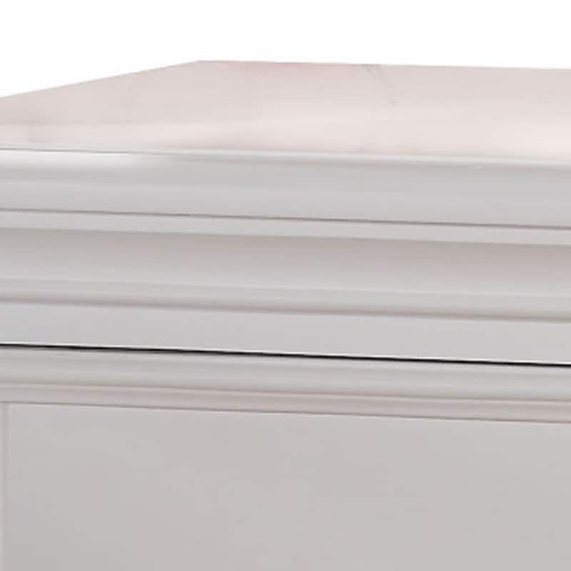 Contemporary Style Wood and Metal Nightstand with 2 Drawers, White