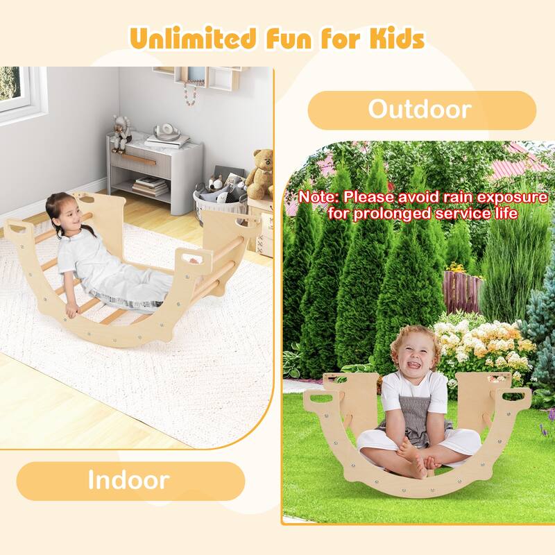 Gymax Kids Climbing Arch Sensory Table Montessori Wooden Climber Toy