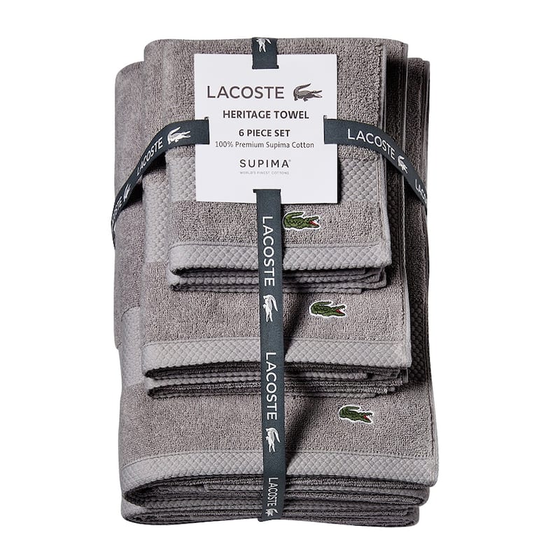Lacoste Heritage Supima 100% Cotton 6 Piece Towel Set