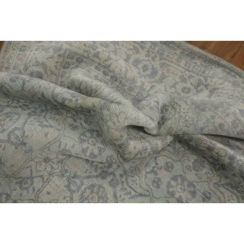 Hand-knotted Transitional Silk Carpet Grey Oushak Rug Geometric Oriental Area Rug - 8' 0'' X 4' 10''