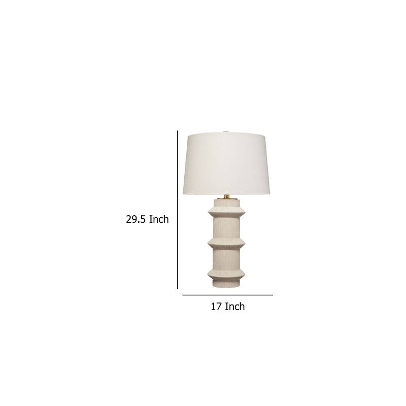 Disy Accent Table Lamp, Linen, Turned Sculptural Polyresin 30 Inch