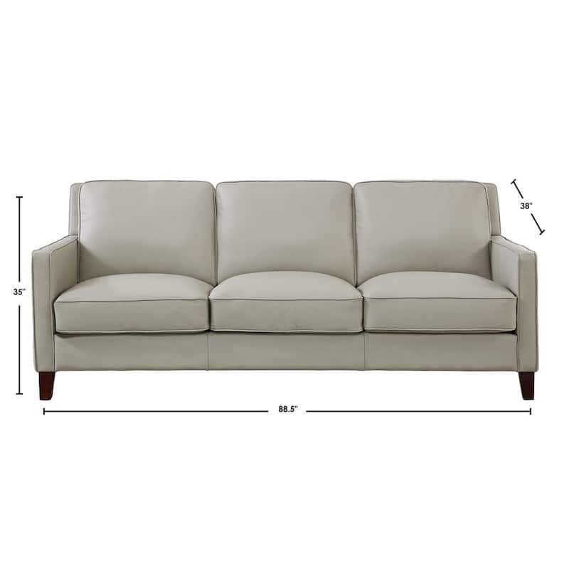 Hydeline Ashby Top Grain Leather Sofa With Feather, Memory Foam and Springs