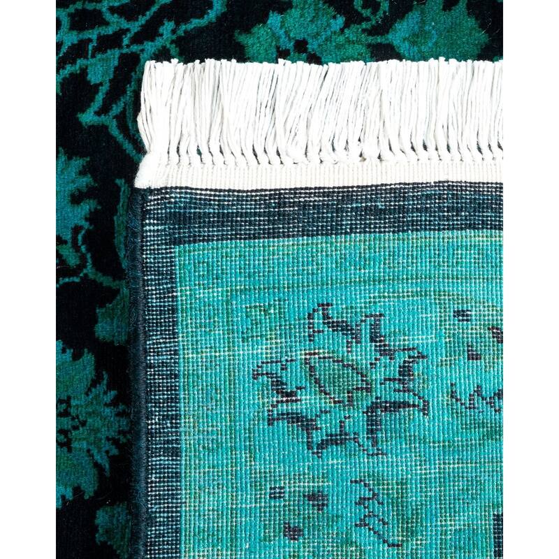 Overton Hand Knotted Wool Vintage Inspired Modern Contemporary Overdyed Black Runner Rug - 2' 7" x 10' 2"