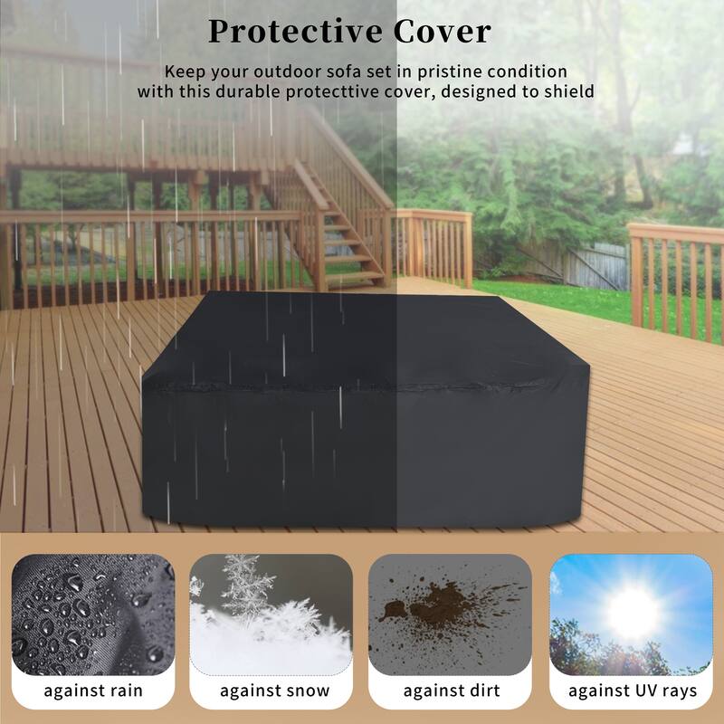 7 Pieces Large Size Outdoor Wicker Sofa Set, Outdoor Sectional Patio Sofa Set with 2 Coffee Table and Pillows for Garden