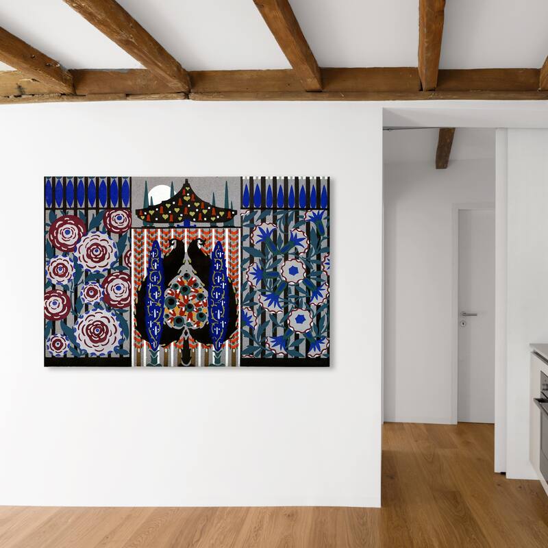 Wynwood Studio Canvas Abstract PORTAE ROSA Blue and Dark Blue Traditional Wall Art Canvas Print - 30 x 45