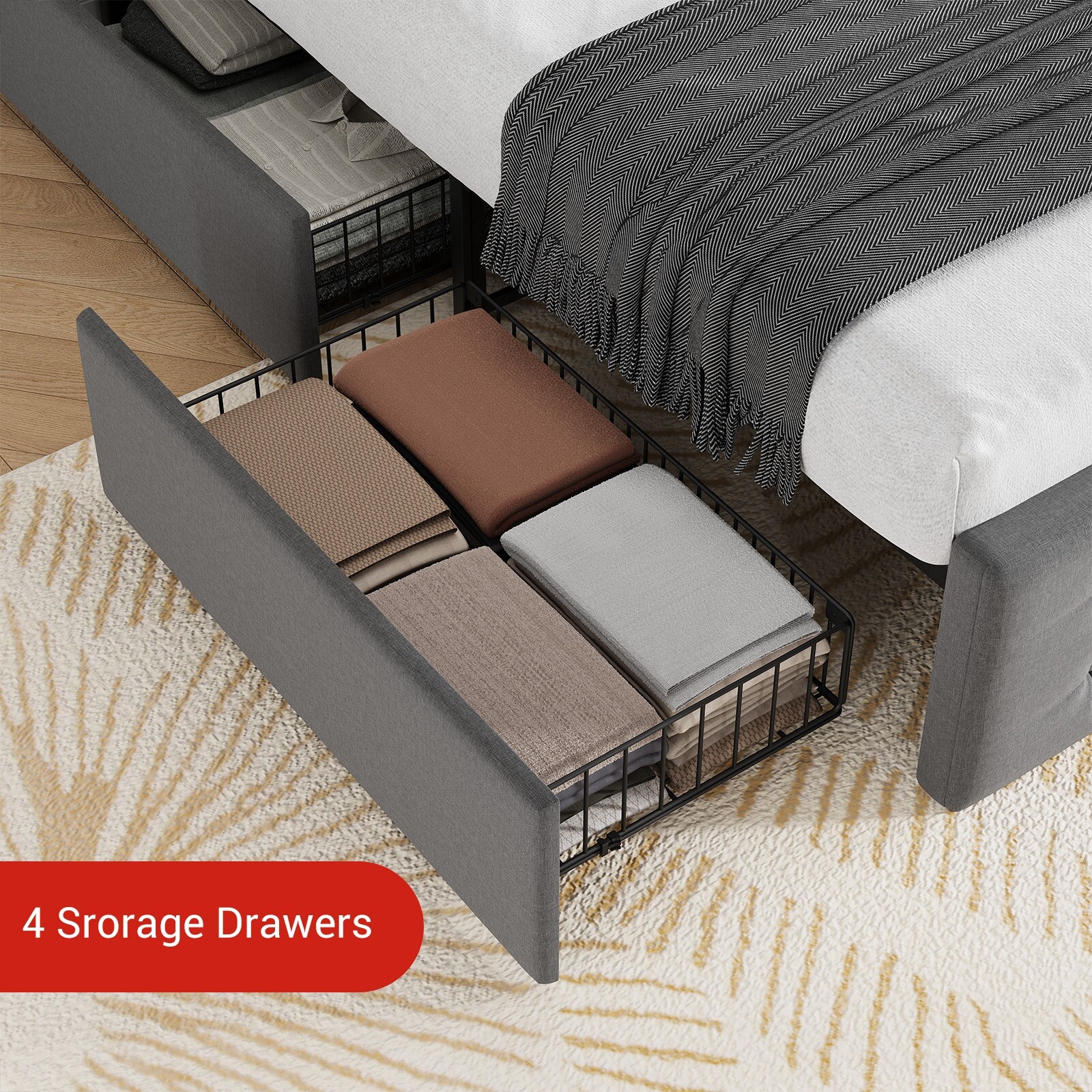 Full Size Bed Frame with 4 Storage Drawers - Bed Bath & Beyond