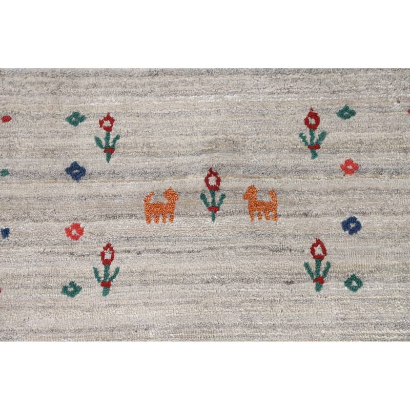 Hand Knotted Oriental 100% Wool Carpet Tribal Tribal Beige & Ivories Gabbeh Area Rug - 9' 10'' X 7' 9''