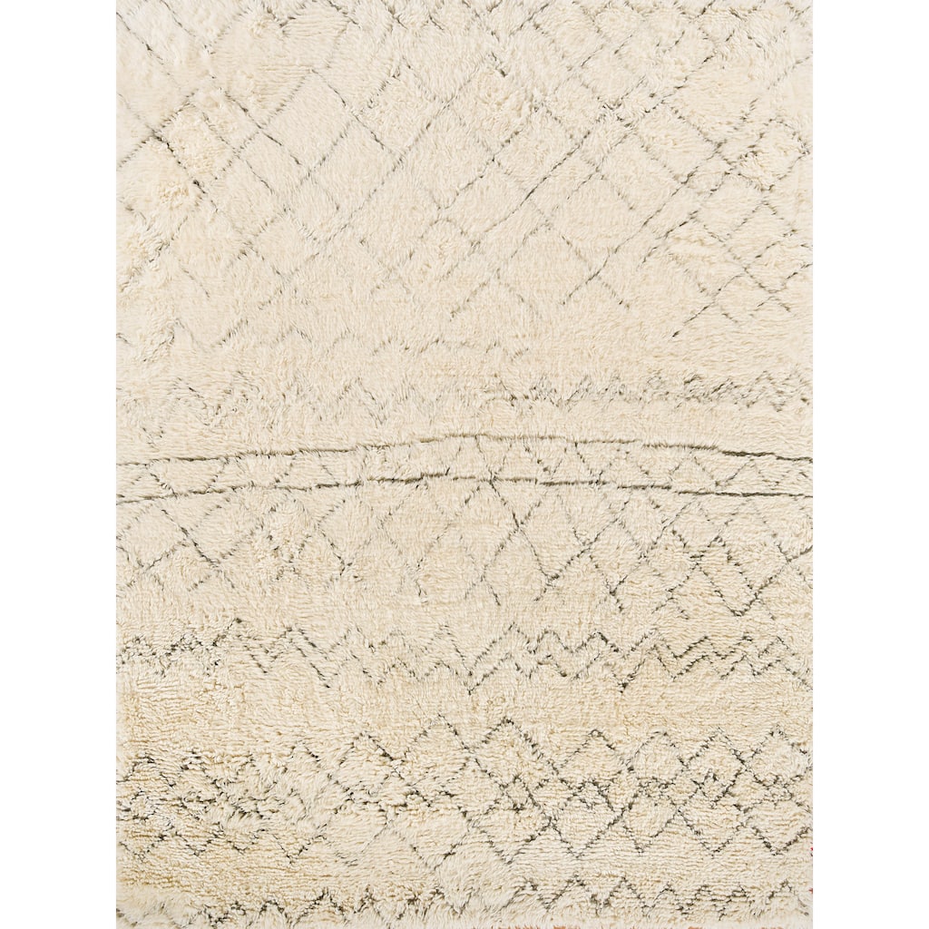 EXQUISITE RUGS Moroccan Hand-knotted New Zealand Wool Ivory/Charcoal Area Rug.