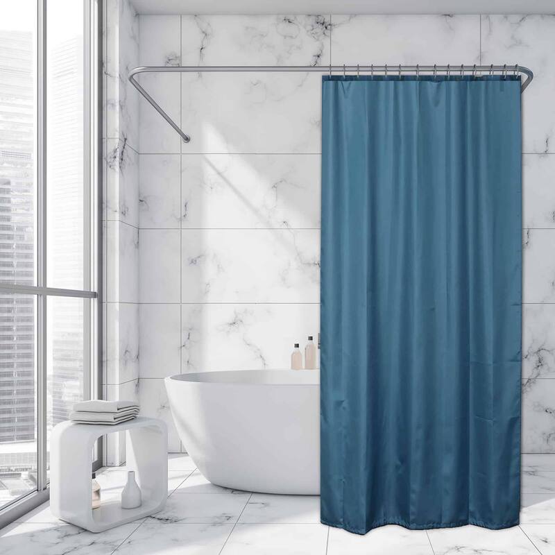 Extra Long Shower Curtain Polyester 12 Rings 79"L x 71"W - Tahitian Blue