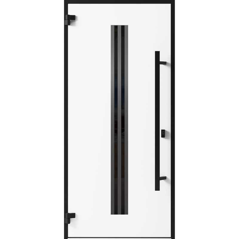 Front Exterior Prehung Steel Door Ronex 1055 Teak Entry Metal Painted W36xH80 Left hand Inswing