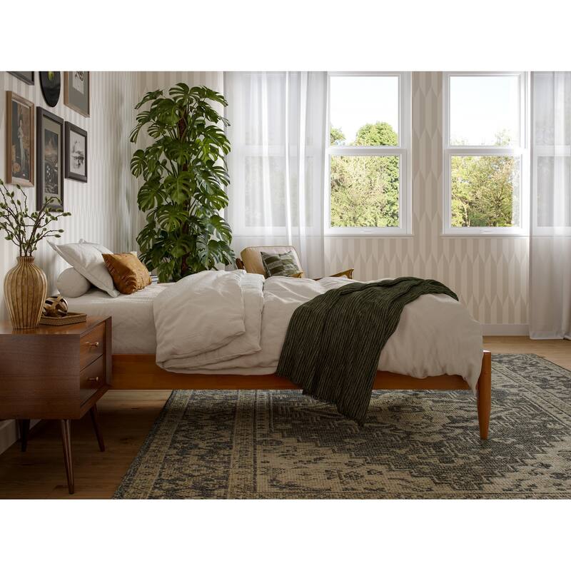 Twin XL Platform Bed Frame - Light Toffee Wood Bed