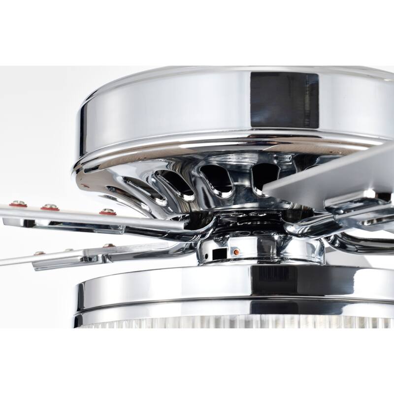 Elvira 52 Inch Chrome Polished and Matte Black Finish Ceiling Fan with Remote