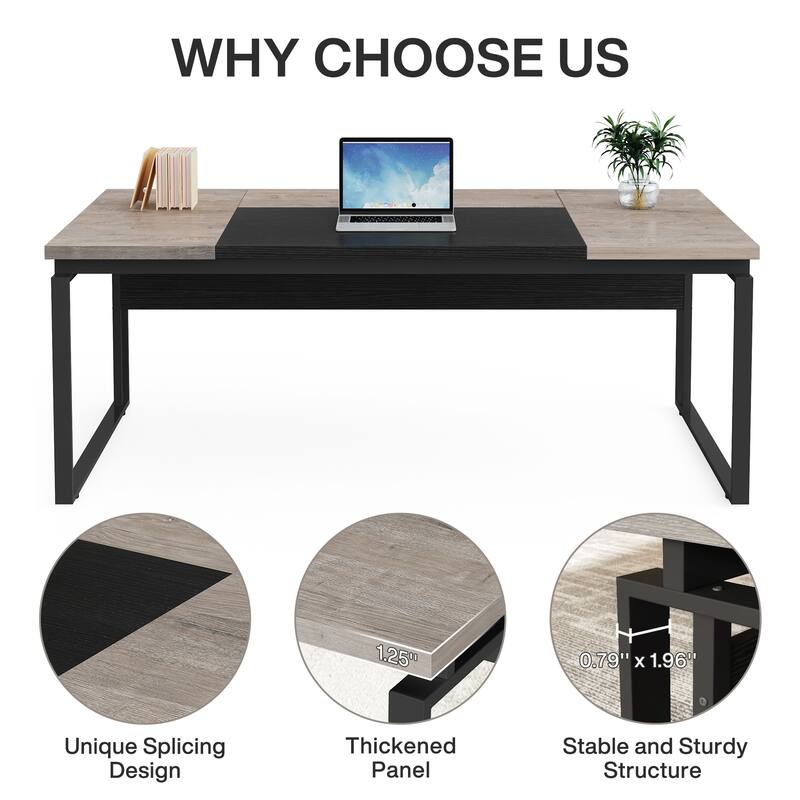 63" L-Shaped Executive Desk with Reversible File Cabinet Office Desk with Storage Drawers