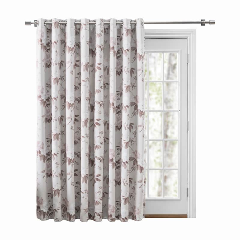 Mystic Garden Premium Floral Blackout Grommet Patio Curtain Panel W Wand - 104"W x 84"L