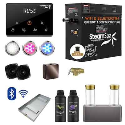 Black Series 9KW Steam Bath Generator with Wireless Remote, Bluetooth, WIFI, and Dual Aroma Pump - 9 KW