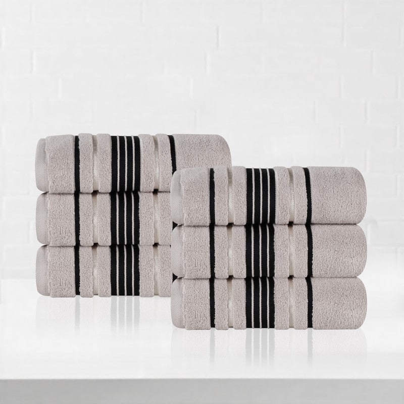 Superior Sadie Zero Twist Cotton Solid Hand Towel, Set of 6 - Platinum