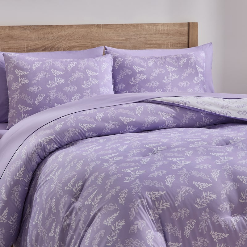 Empyrean 7 Pc Botanical Comforter Set with Sheets, Soft Breathable Lightweight Bedding Bag