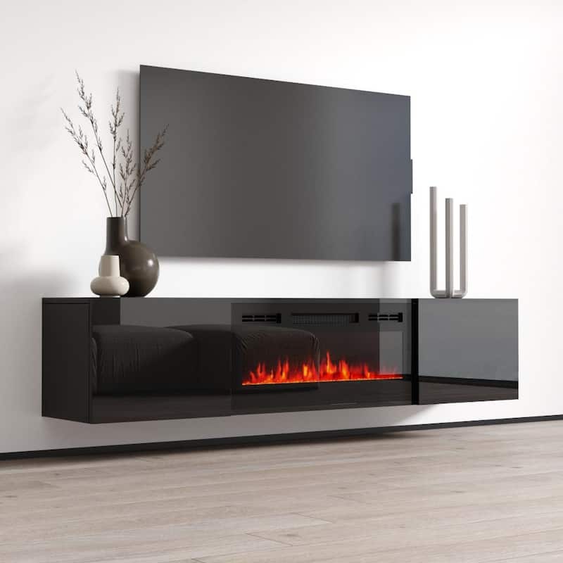Cali EF Wall Mounted Electric Fireplace Modern 72" TV Stand