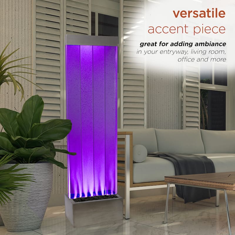 Alpine Corporation 72" Bubble Wall Fountain with Color Changing LED Lights and Remote