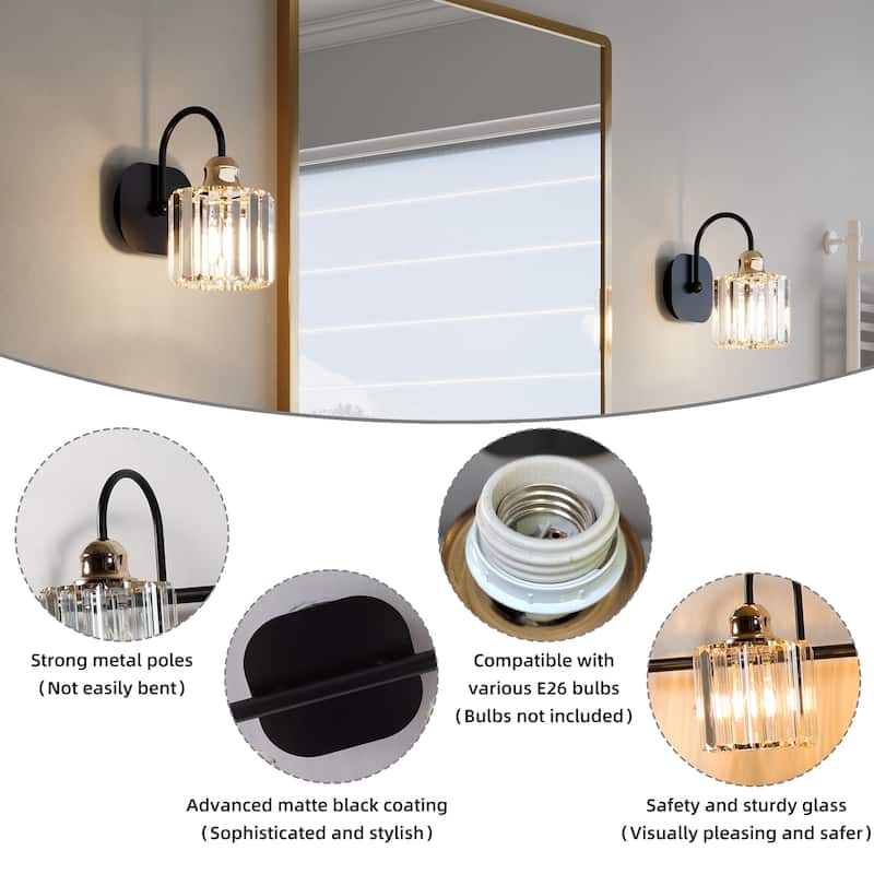 ExBrite Modern Rose Gold Dimmable Bathroom Crystal Vanity Lights