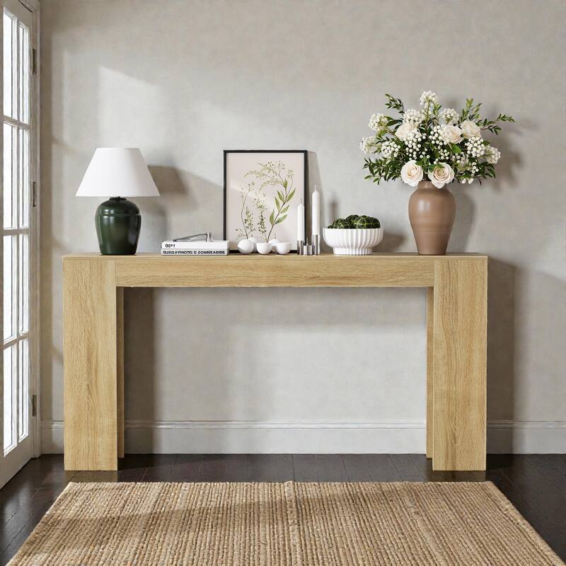 63 Inch Extra-Long Farmhouse Entryway Console Table, Narrow Sofa Table Behind Couch for Hallway, Living Room & Foyer