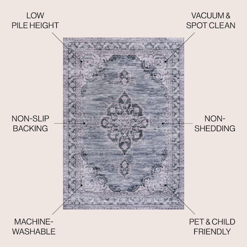 JONATHAN Y Chapell Cottage Medallion Machine-Washable Area Rug