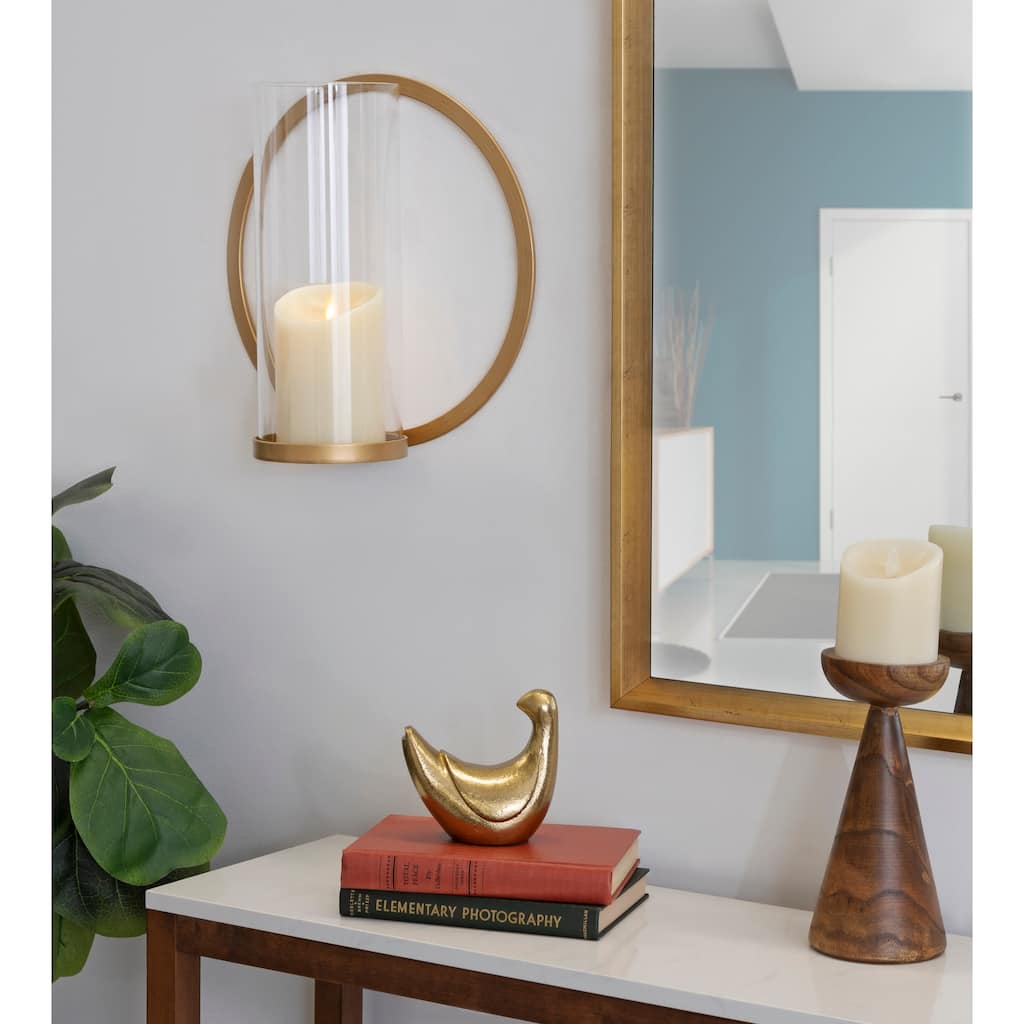 Kate and Laurel Khauli Round Metal Wall Sconce - 12" Diameter