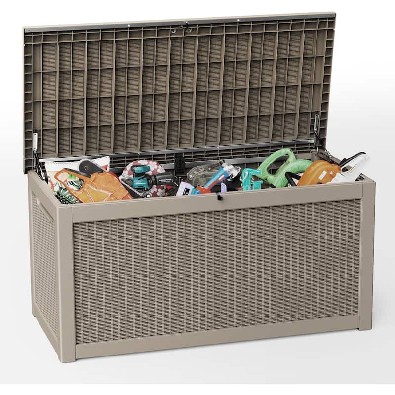 Outdoor Patio Storage Resin Lockable Deck Box - 260gal.LightBrown