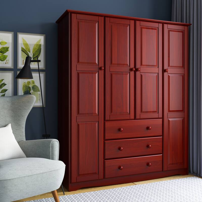Palace Imports 100 Solid Wood Family 4Door Wardrobe Armoire (No