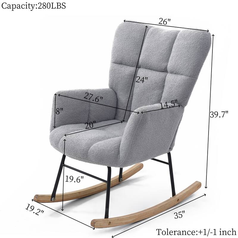 Polyester Rocking Chair with High Backrest and Padded Seat