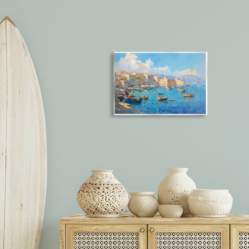 Stupell Nautical Harbor Coastal Town Wall Plaque Art Design By LSR Design Studio
