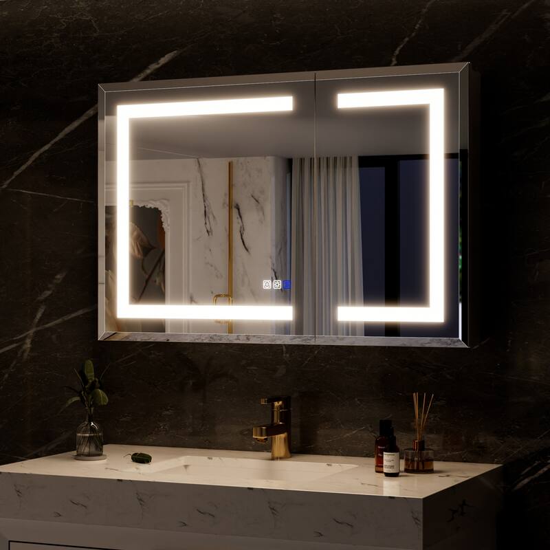 30-48'' W x 24'' H Surface or Recessed LED Bathroom Medicine Cabinet With Mirror,Defog & Quiet Hinges - 36x24
