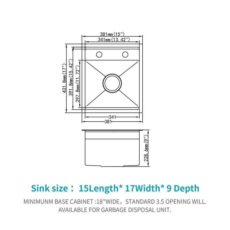15" Undermount Bar Sink with Folding Faucet