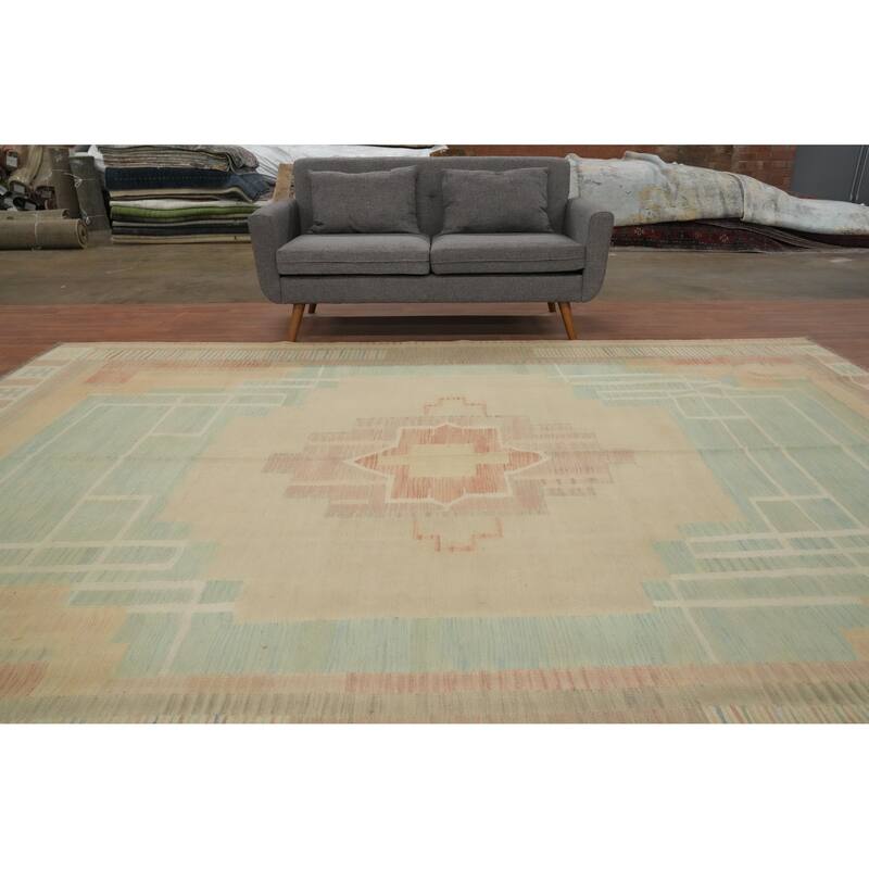 Hand Woven Oriental 100% Wool Carpet Southwestern Tribal Multi-Colored Kilim Area Rug - 11' 8'' X 8' 11''