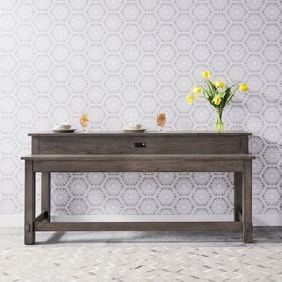 Modern Farmhouse Dusty Charcoal Distressed Console Bar Table