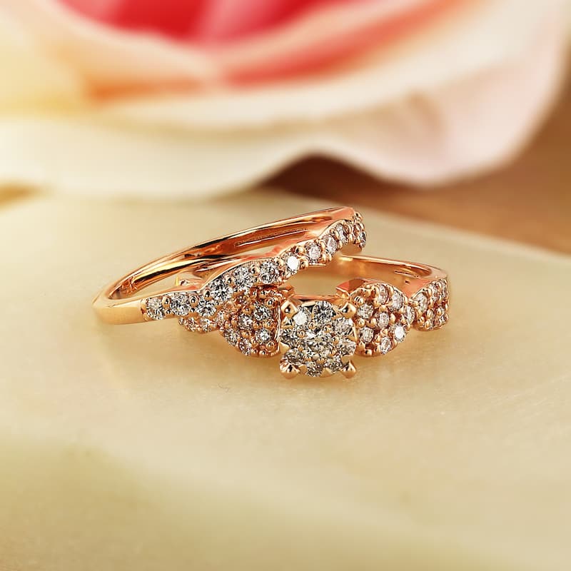 Auriya 1/2ctw Braided Round Diamond Engagement Ring Set 14k Gold
