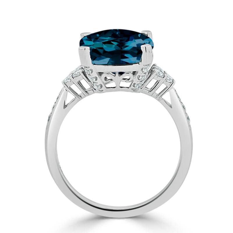 Auriya 1 1/5ct Fancy Cushion London Blue Topaz and Diamond Engagement Ring 1/4ctw 14k Gold