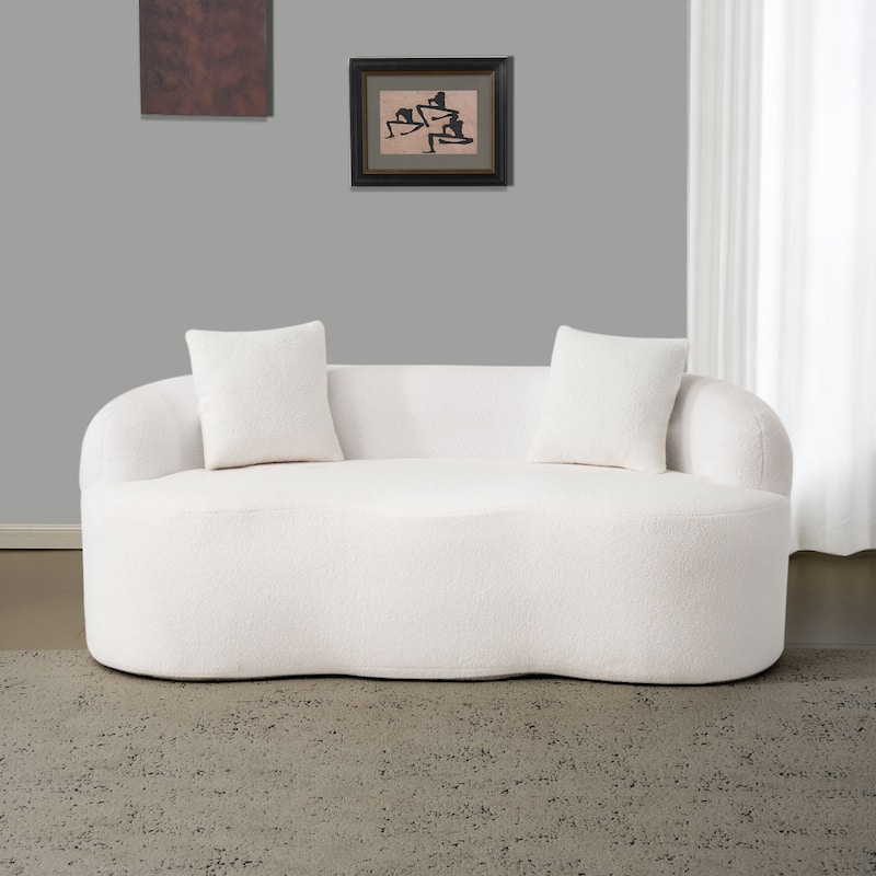 Versatile Loveseat Sofa Couch for Living Room Bedroom, Comfortable Curved Loveseat Sofa with Round Armrests