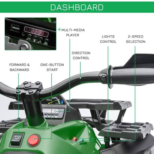 slide 2 of 10, 12V Kids 4 Wheeler, Ride on ATV for Kids with Music - Green Green