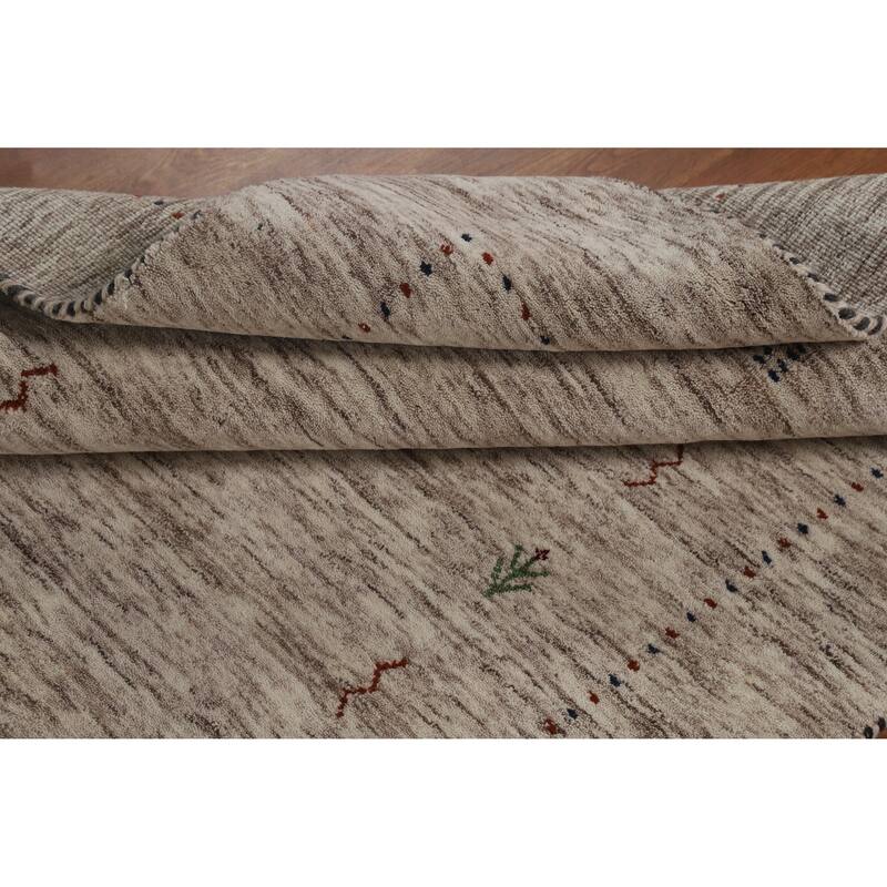 Hand Knotted Oriental 100% Wool Carpet Tribal Stripe Beige & Ivories Gabbeh Area Rug - 5' 9'' X 4' 0''