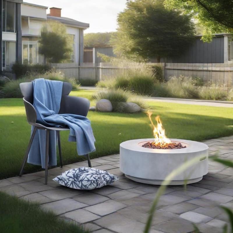 30" Propane Round Concrete Gas Fire Pit with 50000 BTU