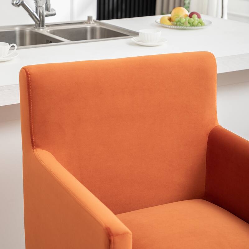 SEYNAR Mid Century Modern Velvet Accent Armrest 27-inch Tall Bar Stool Set of 2 with Metal Frame