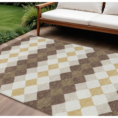 HomeRoots Geometric Transitional Rectangle Outdoor Rug