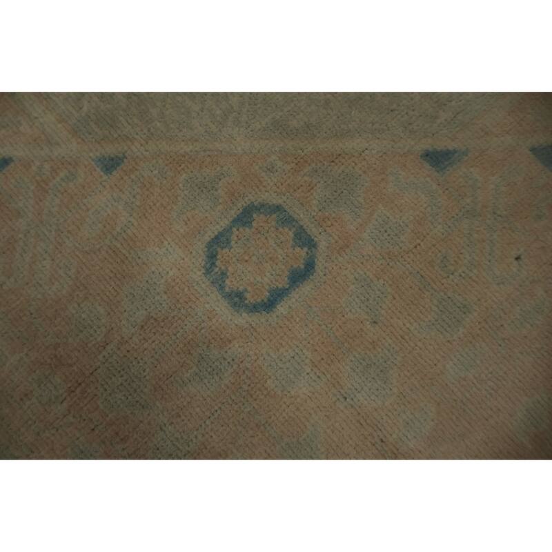 Hand Knotted Oriental 100% Wool Carpet Transitional Geometric Greys & Charcoal Oushak Area Rug - 7' 11'' X 6' 2''