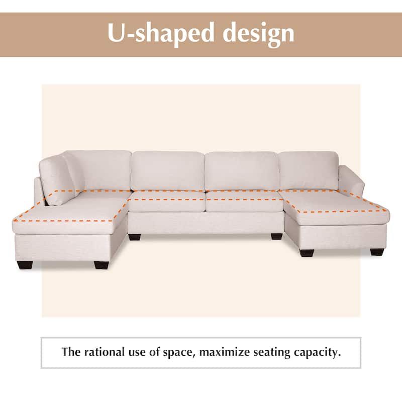 Modern Large U-Shape Sectional Sofa, Double Extra Wide Chaise Lounge ...