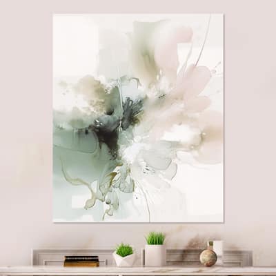 Designart "Green And Cream Essence Of Modernity I" Abstract Metal Wall Art