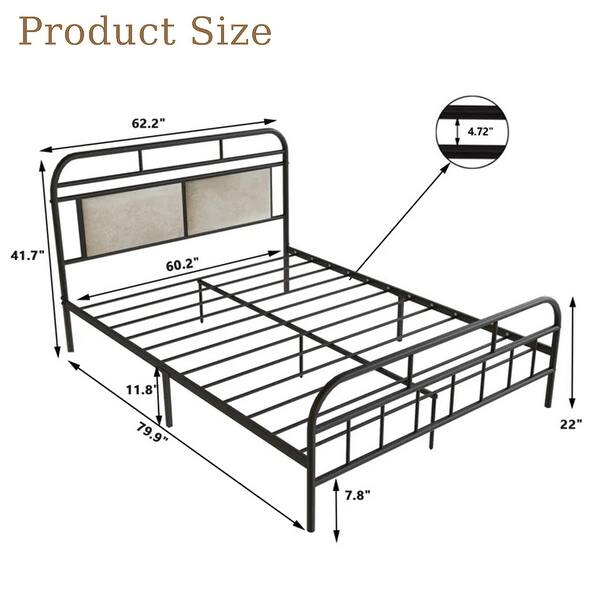 Grondin MidCentury Modern Metal Platform Bed Frame with Uphosltered