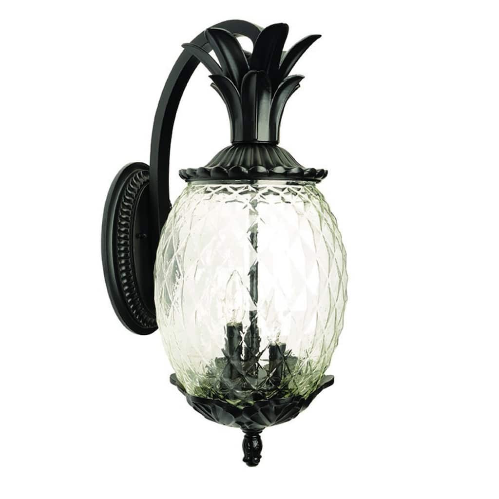 Aluminum Flush Mount Light with Pineapple Glass Shade3 Light LED - 12.50” x 9.50” x 21.75” (D x W x H)